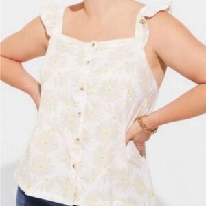 Torrid Flutter sleeved button up daisy tank top NWT